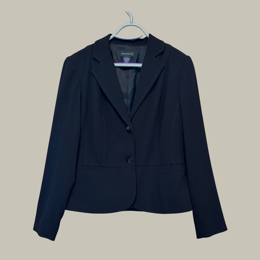 Rafaella Blazer Women 8 Black Two-Button Peplum Jacket Professional Academic